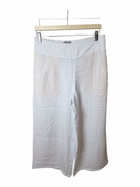 Habitat Light White Elastic-Waist Pants. Cropped. Wide Leg. Size Med.